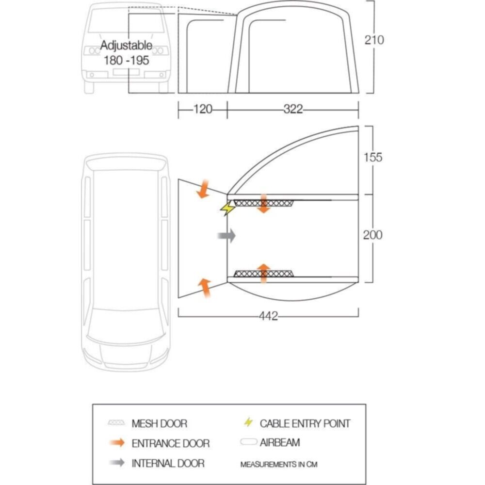 Vango Airbeam Vango Magra VW Low Awning (Shadow Grey)