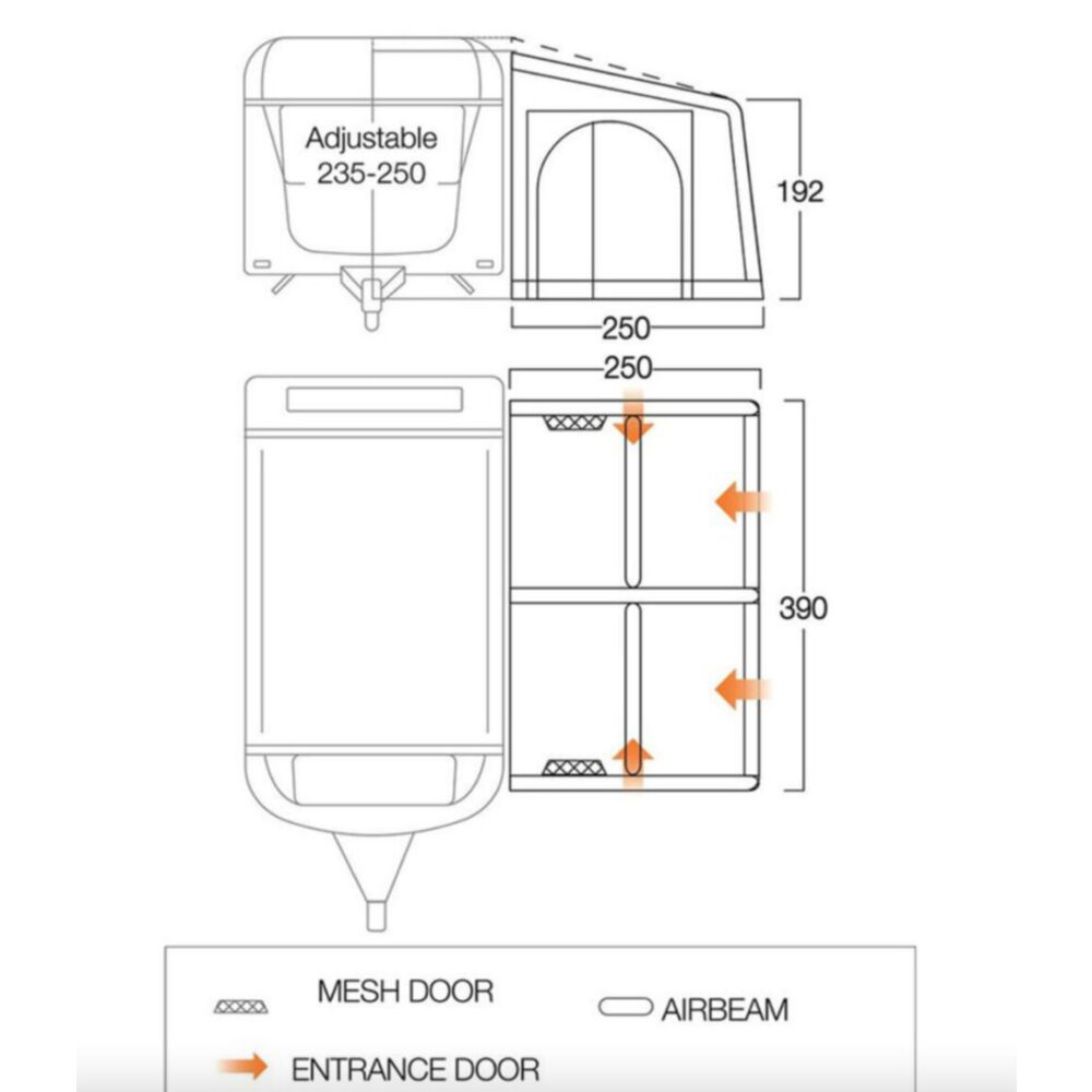 Vango Airbeam Vango Balletto Air 390 Elements Shield Caravan Awning (2024)