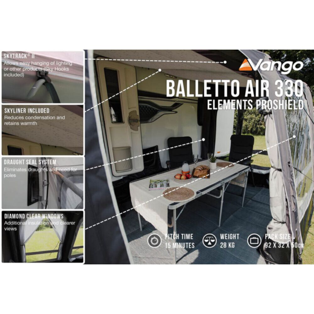 Vango Airbeam Vango Balletto Air 330 Elements ProShield Caravan Awning (2024)