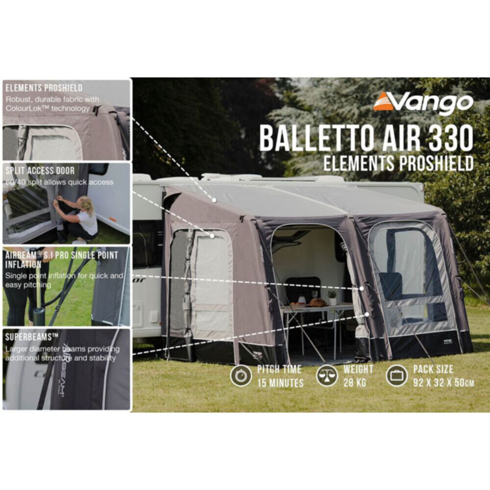 Vango Airbeam Vango Balletto Air 330 Elements ProShield Caravan Awning (2024)