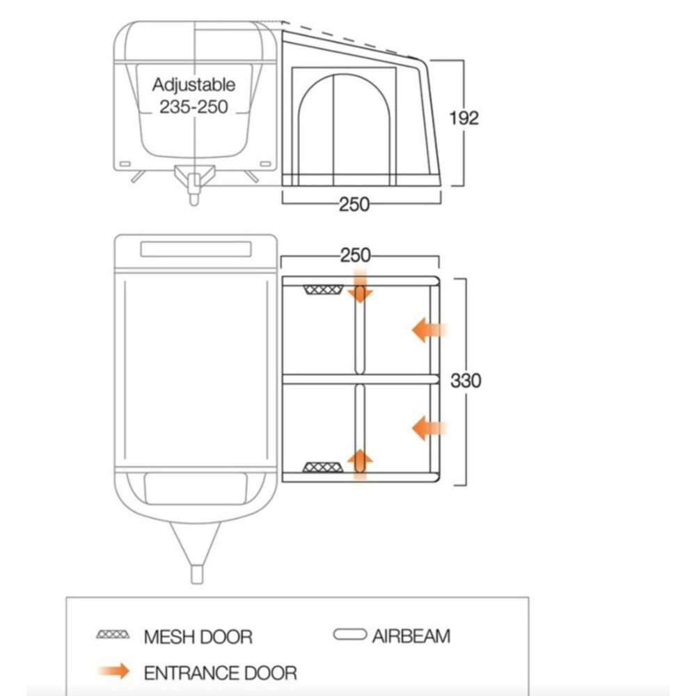 Vango Airbeam Vango Balletto Air 330 Elements Shield Caravan Awning (2024)
