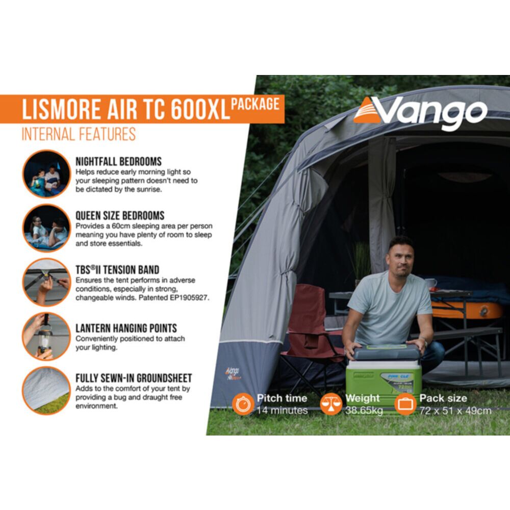 Vango Airbeam Vango Lismore TC Air 600XL Tent Package (incl Footprint)