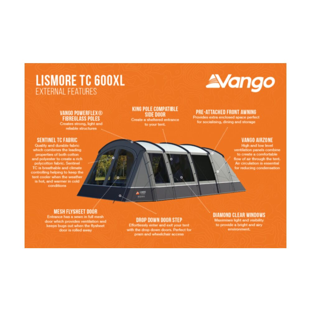  Vango Lismore TC 600XL Poled Tent Package (incl Footprint)