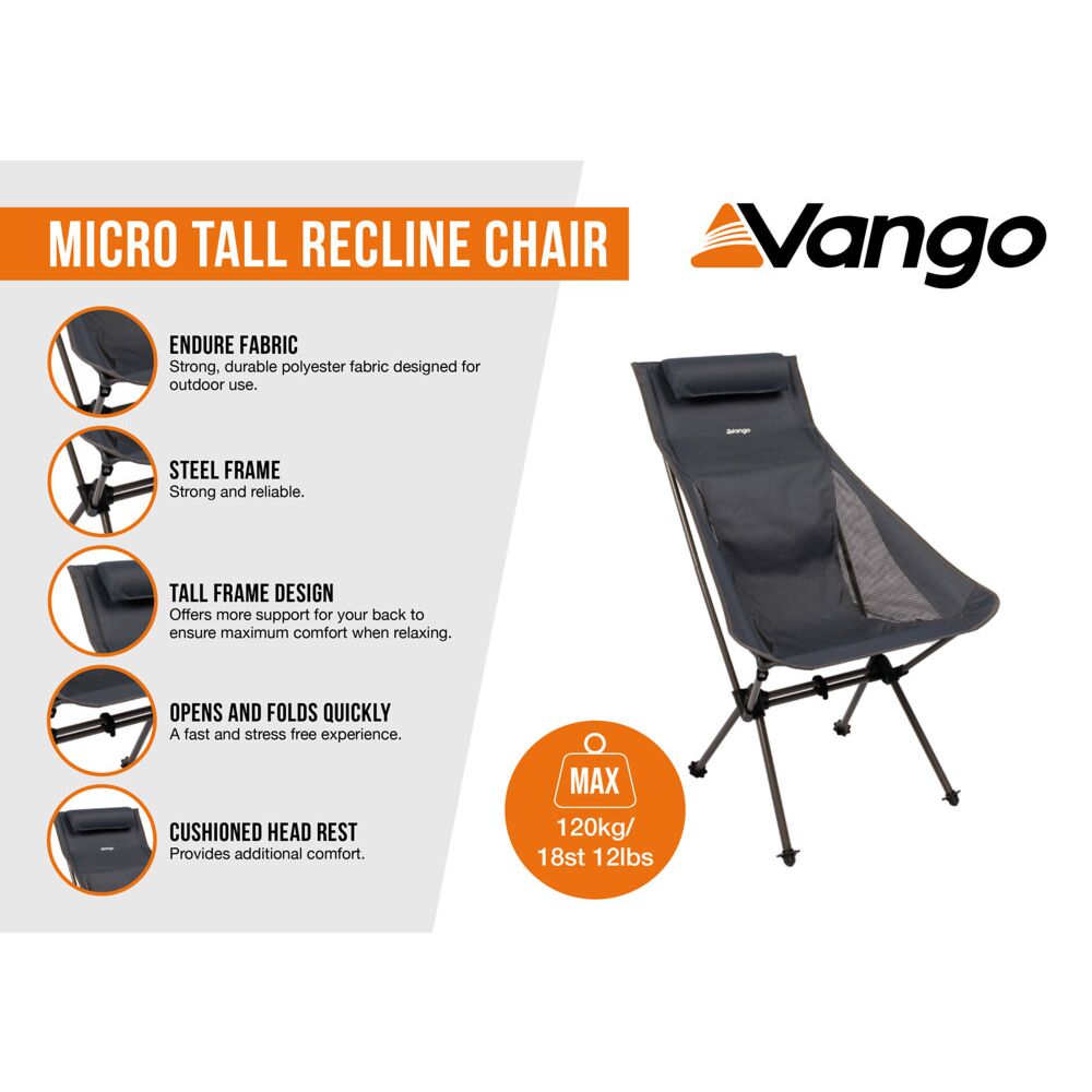  Vango Micro Tall Recline Chair (India Ink)