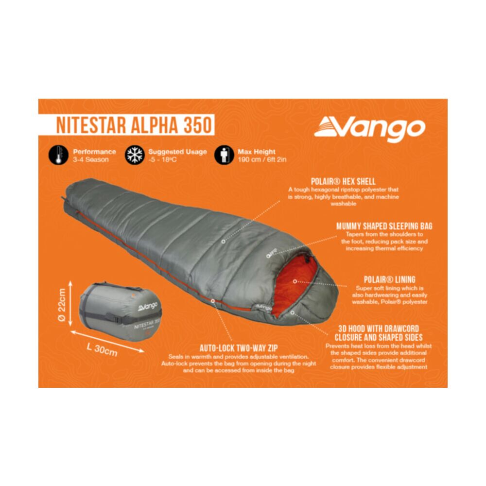  Vango Nitestar Alpha 350 Sleeping Bag (Fog)