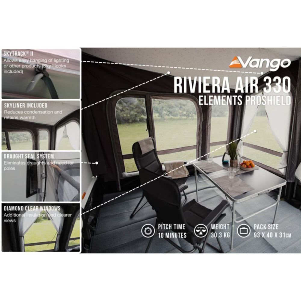 Vango Airbeam Vango Riviera Air 330 Elements ProShield Caravan Awning (2024)