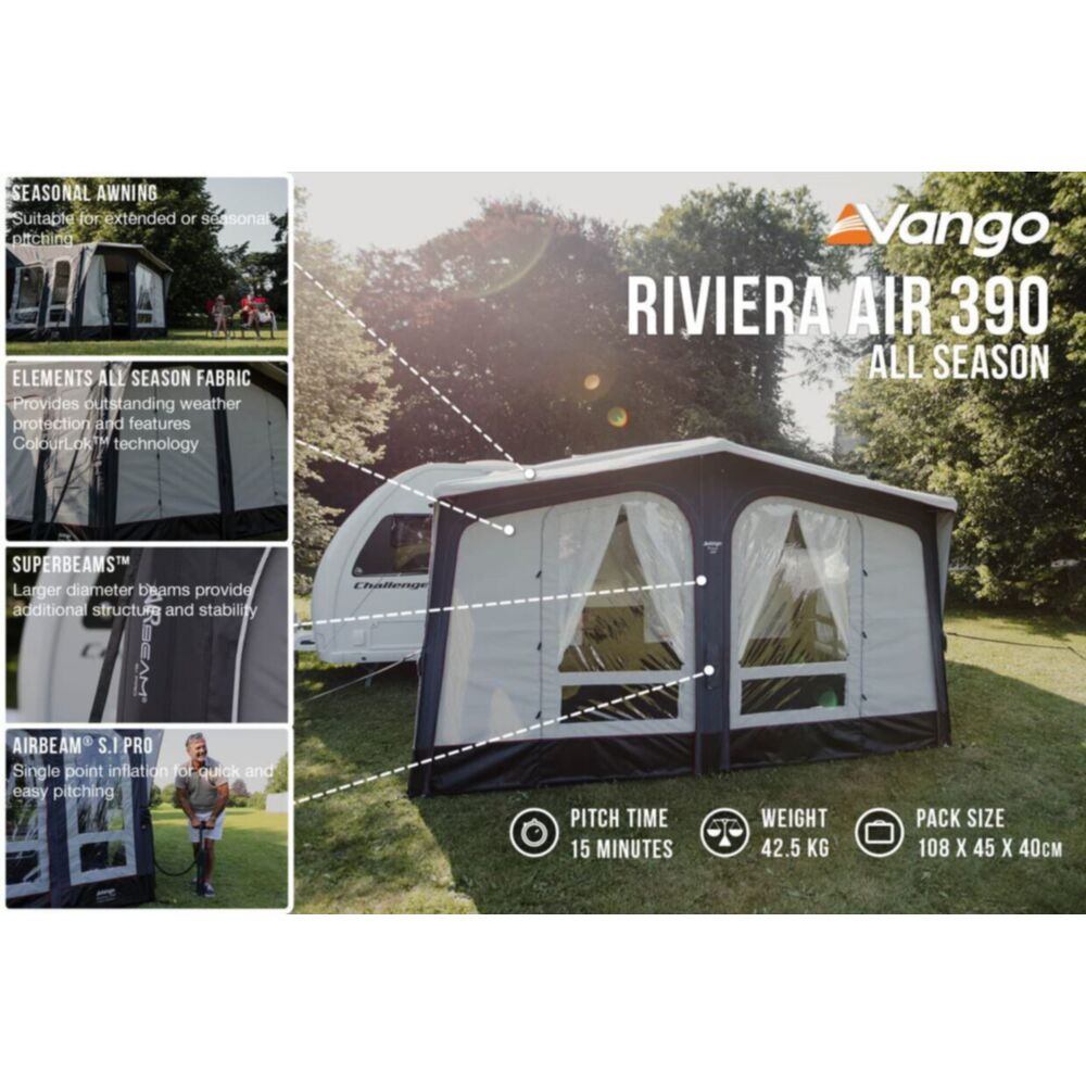 Vango Airbeam Vango Riviera Air 390 Elements TC Caravan Awning (2024)