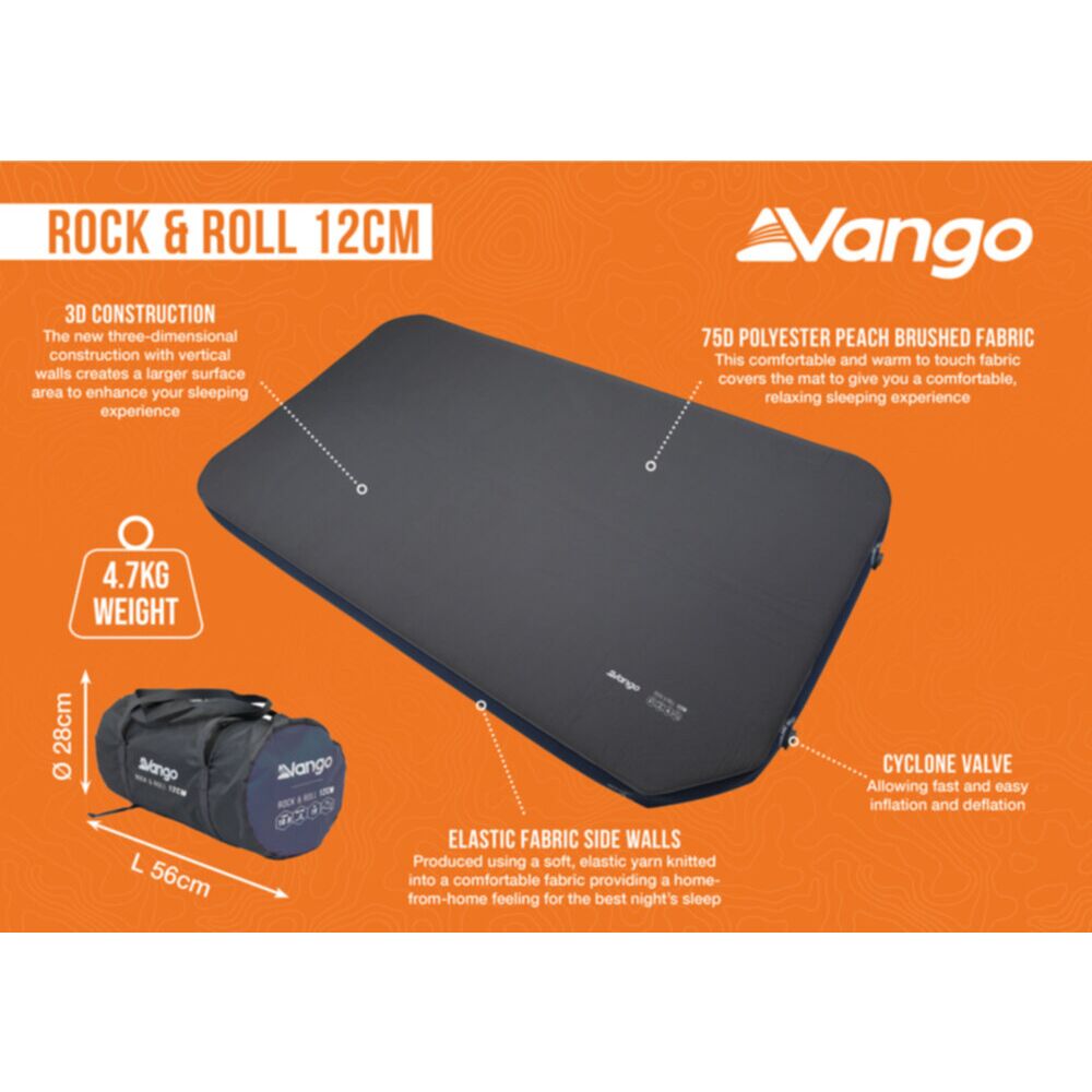  Vango Rock & Roll 12cm Self Inflating Mat - 112cm Wide