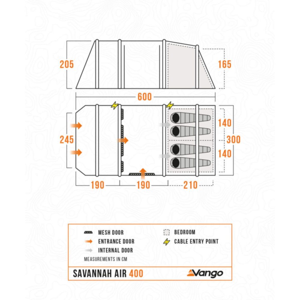 Vango Airbeam Vango Savannah Air 400 Tent Package (incl Footprint)