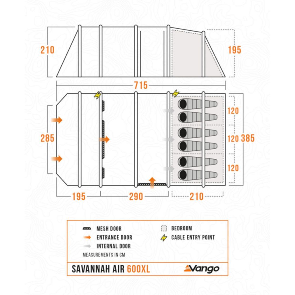 Vango Airbeam Vango Savannah Air 600xl Tent Package (incl Footprint)