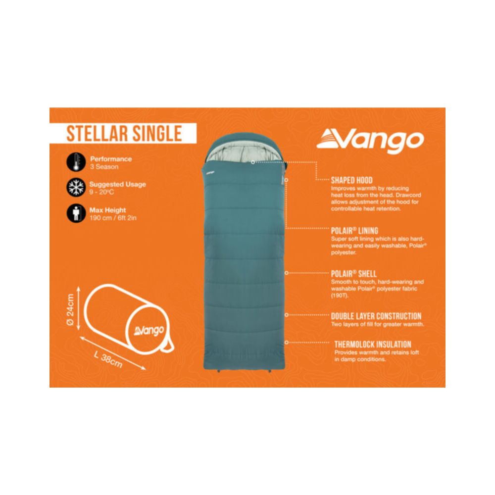  Vango Stellar Single Sleeping Bag (Oasis)