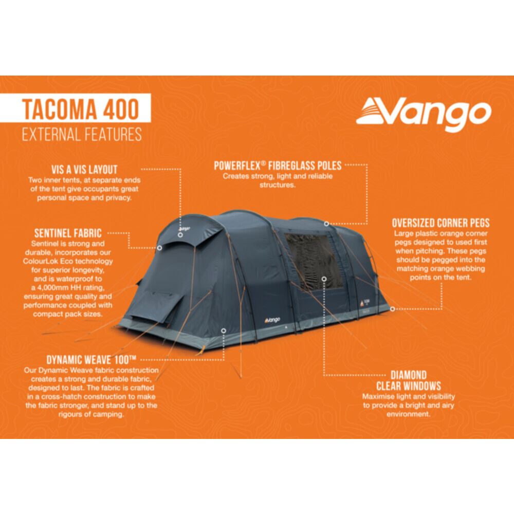 Vango Airbeam Vango Tacoma 400 Poled Tent Package (incl Footprint)