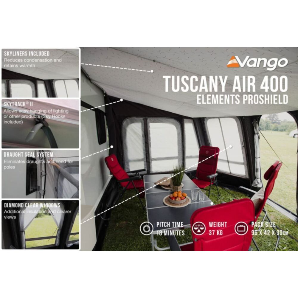 Vango Airbeam Vango Tuscany Air 400 Elements Proshield Caravan Awning