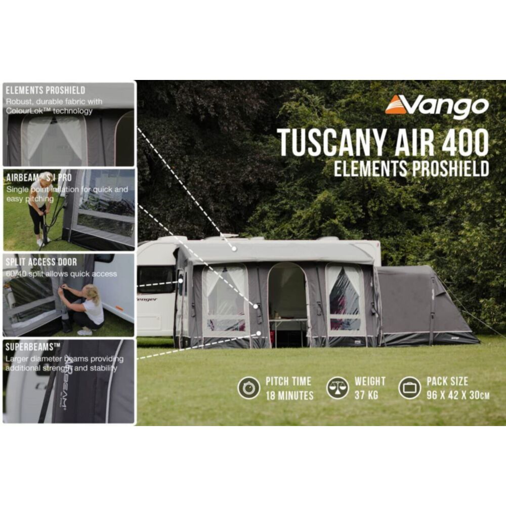Vango Airbeam Vango Tuscany Air 400 Elements Proshield Caravan Awning